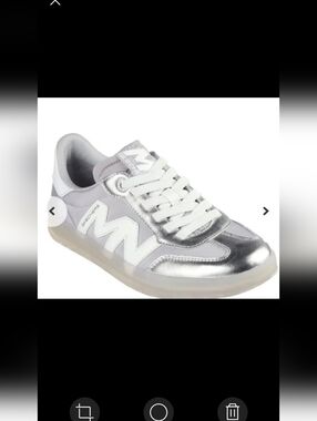 Skechers Mark Nason Leather Silver Metallic Low-Top Sneaker New Wave Sz 8.5